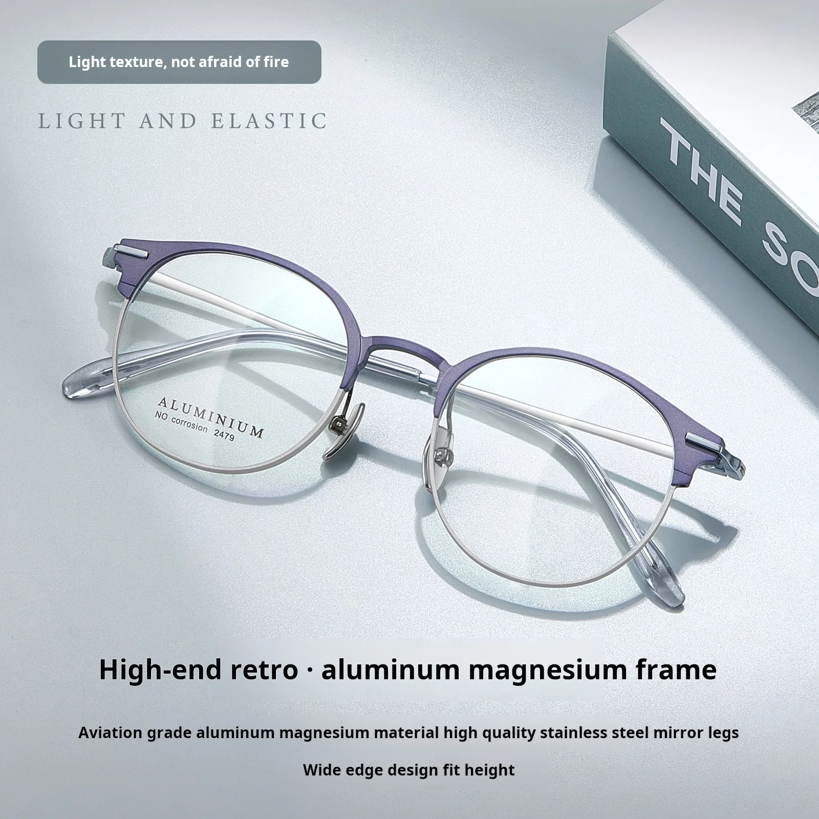 OLLYMURS الرجال والنساء ريترو نظارات دائرية خفيفة للغاية الألومنيوم والمغنيسيوم موضة النظارات الطبية البصرية إطارات 2479