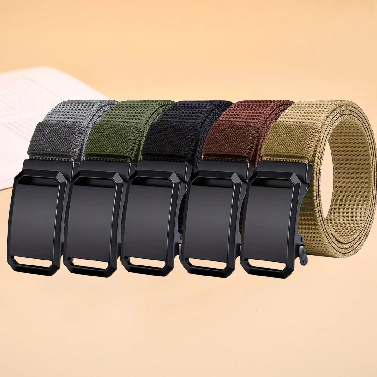 

Men's Automatic Buckle Waist Belt, Versatile Without Punching Work Clothes, Casual Canvas Nylon Belt, Young Military Training Pa