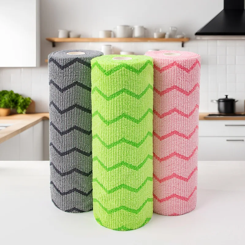 Trapo de cocina para limpieza del hogar, no es fácil de conseguir aceite, toalla para platos, microfibra gruesa, 25x25cm/20 hojas, trapo rasgado a mano