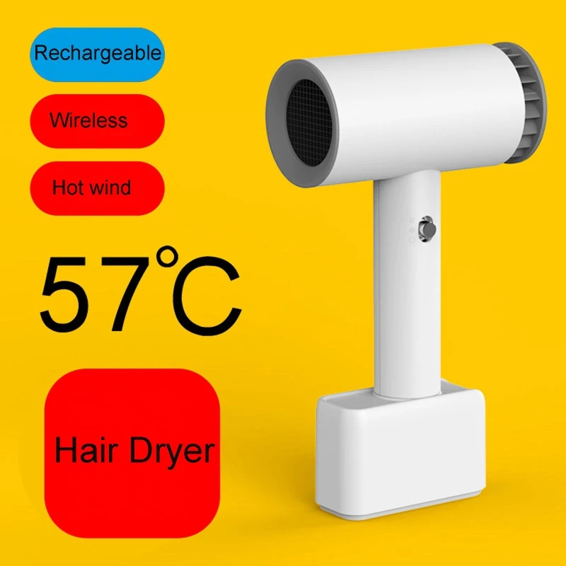 

Cordless Hair Dryer Rechargeable Hot & Cold Wind Hair Dryer Wireless Portable Travel Blow Dryer for Painting Outdoor Camping Pet