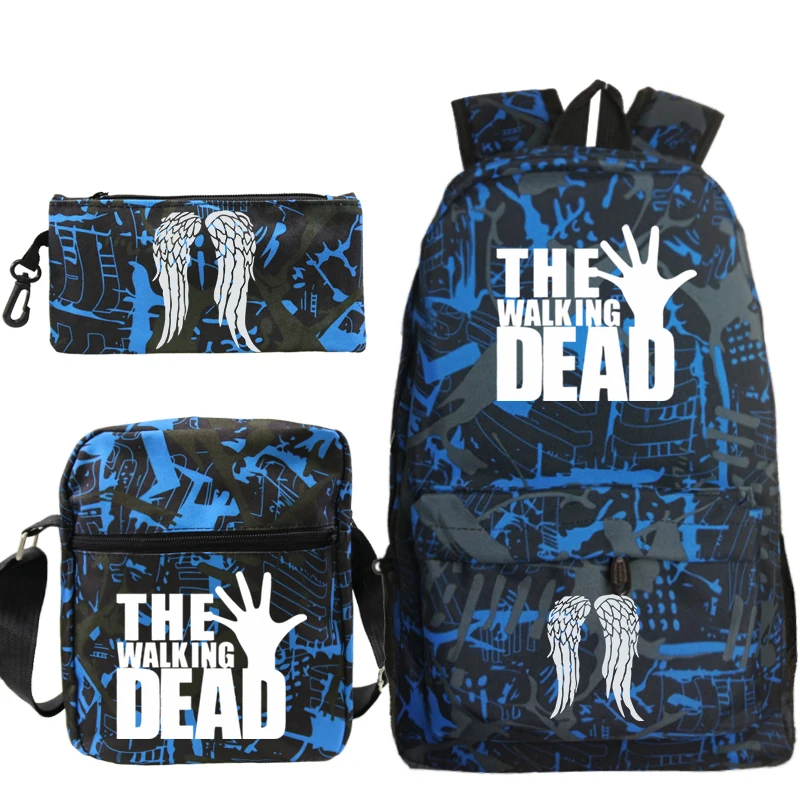 3pcs The Walking Dead Printed Children Backpack Set Boys Girls Schoolbag Students Lightweight Backpacks Back To School Gift