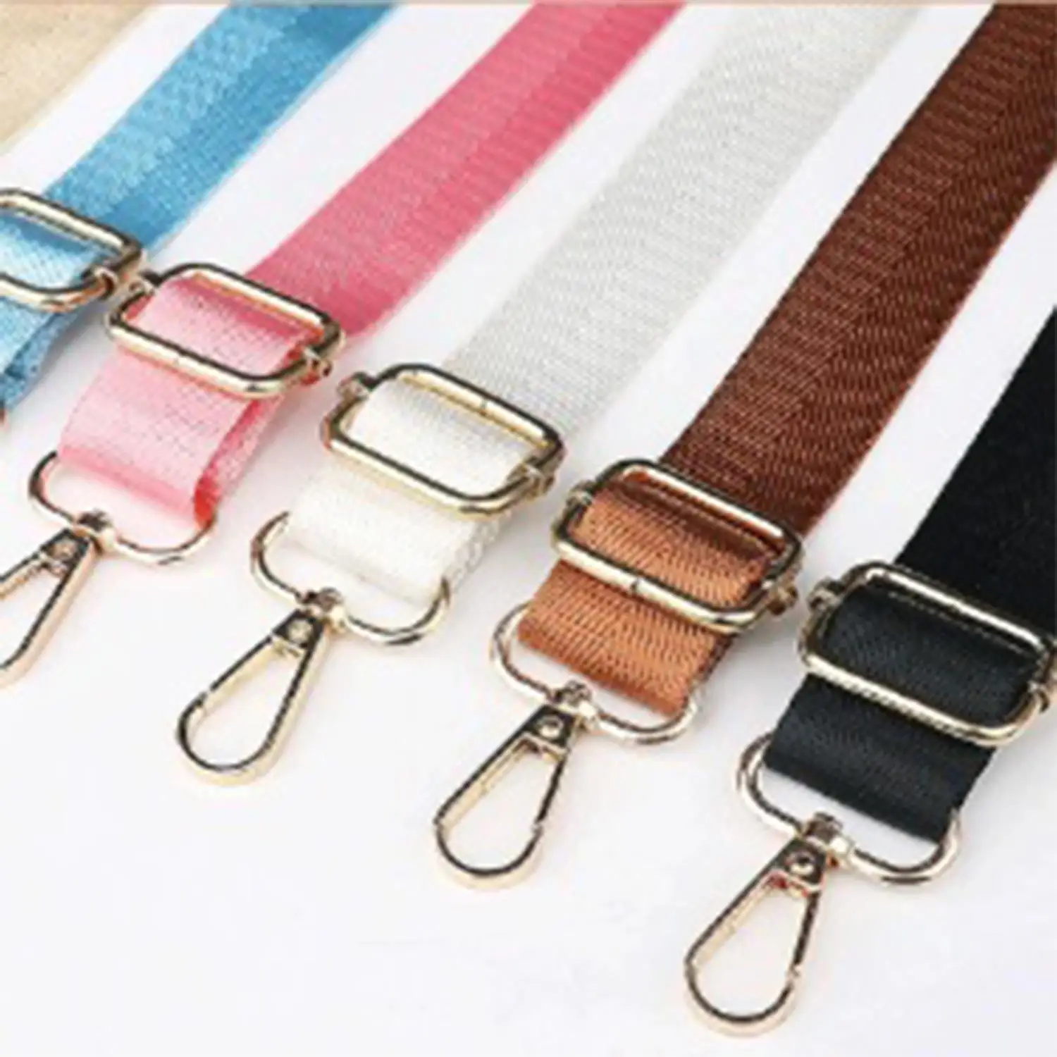 Women Girls 2.5 Cm Wide Adjustable Nylon Bag Strap Solid Color Shoulder Handbag Strap Handle Crossbody Bag Belt Bag Accessories