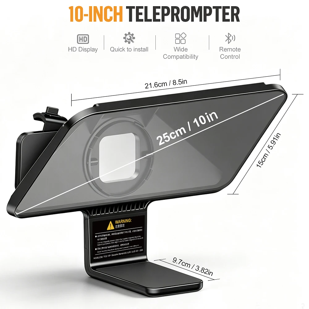 Lensgo Tcoi 10P Teleprompter for Tablet Laptop Smartphone Camera Bluetooth Portable Telepronter Live Streaming Recording Video