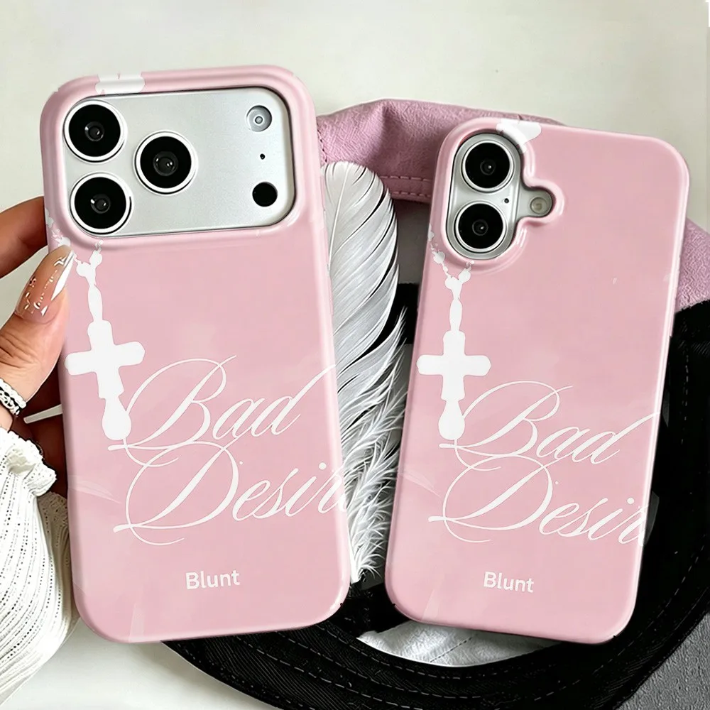 Coque de téléphone Pink Devotion Blunt pour iPhone 18 17 16 15 14 13 12 11 Air Pro Max Plus, film brillant, coque rigide en PC