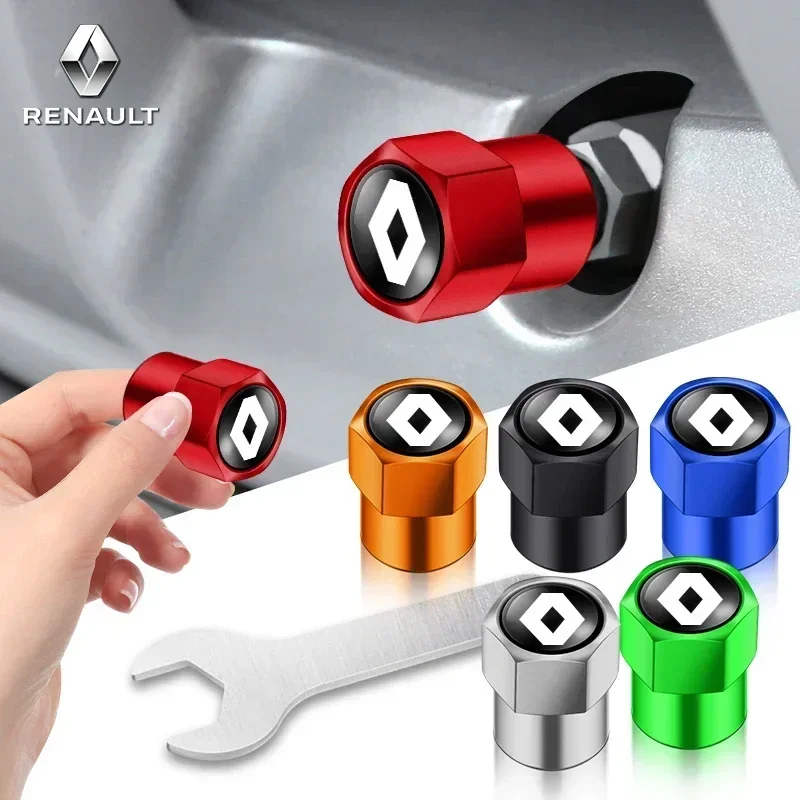 4Pcs Car Styling Metal Wheel Stem Covers Tire Valve Caps Decoration For Renault RS Fluence Laguna Scenic Latitude Captur ZOE