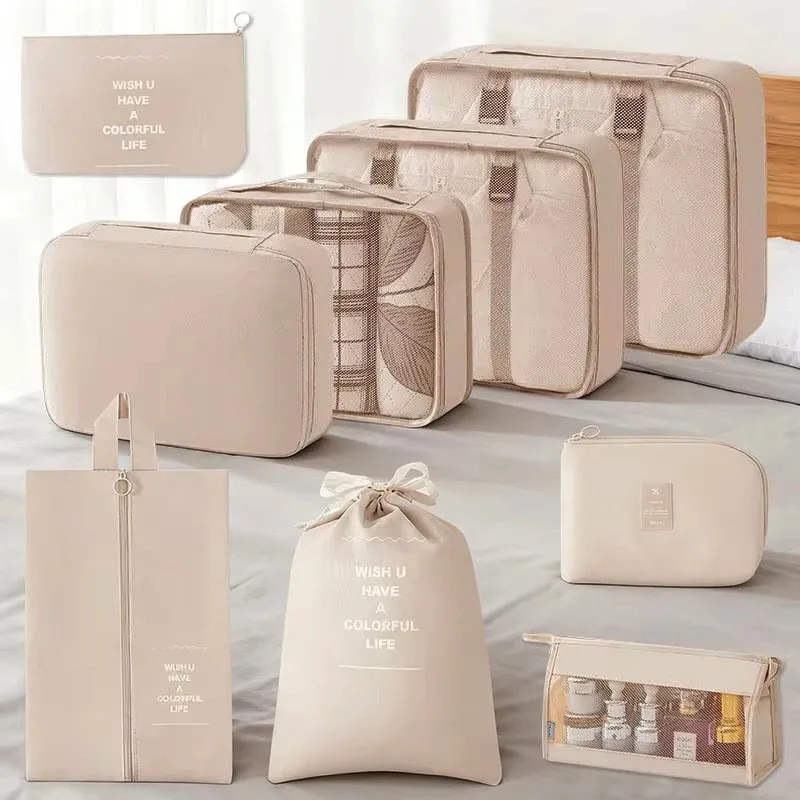 7/8/9-piece Set Travel Storage Bags,Digital Toiletries Shoes Clothes Organizer bag Suitcase Clothes Tidy Pouch,Packing Cubes Set