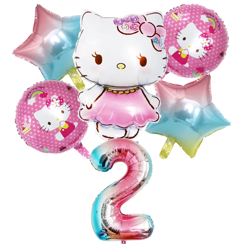 Hello Kitty Party Balloons set Kitty 32inch pink Number Foil Balloon Kids Birthday Party Decoration Baby Shower Helium Globos