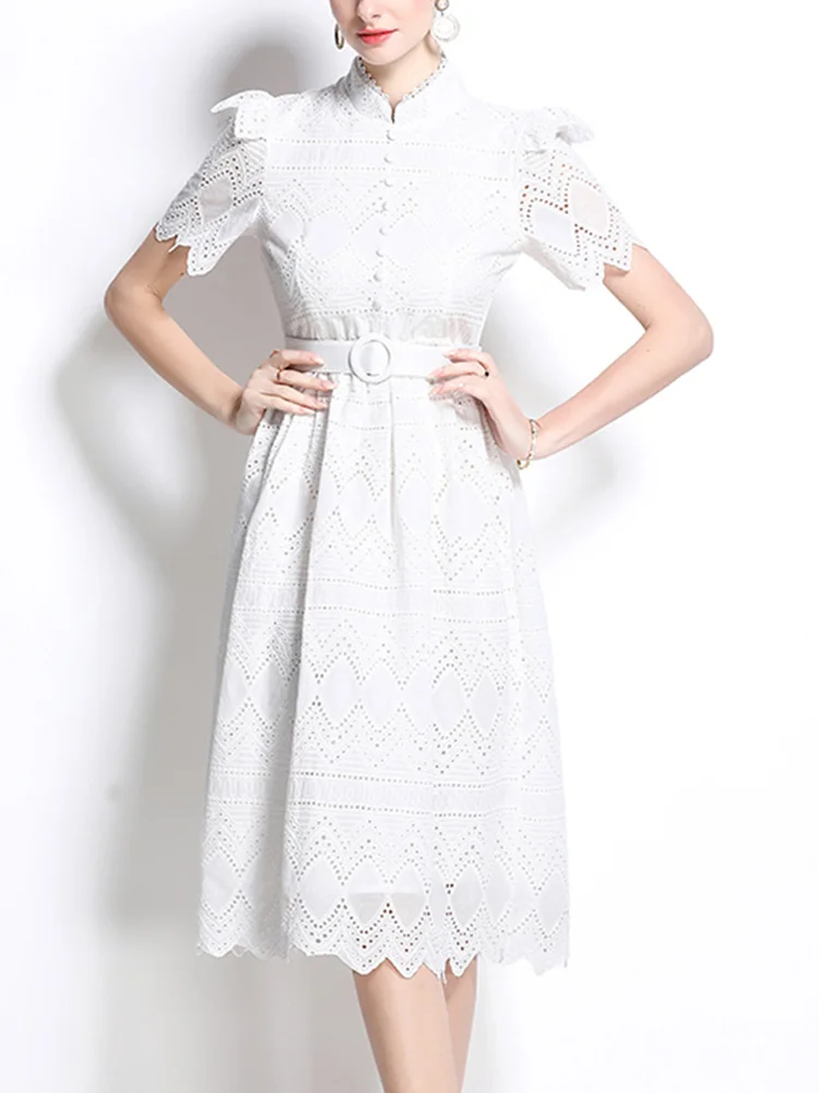 SMTHAM Sommer Elegante Lange Hülse Spitze Chiffon Maxi Party Kleid frauen Gürtel Plissee Abend Prom Vestidos Aushöhlen Robe