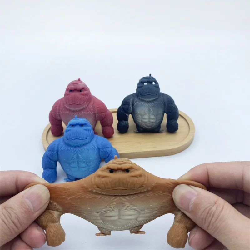 4pcs Cartoon Funny Mini Cute Colorful Finger Orangutan Pinch Fingertip Monkey Irritable Kids Fidget Toy Boy Cool Squishy Gifts