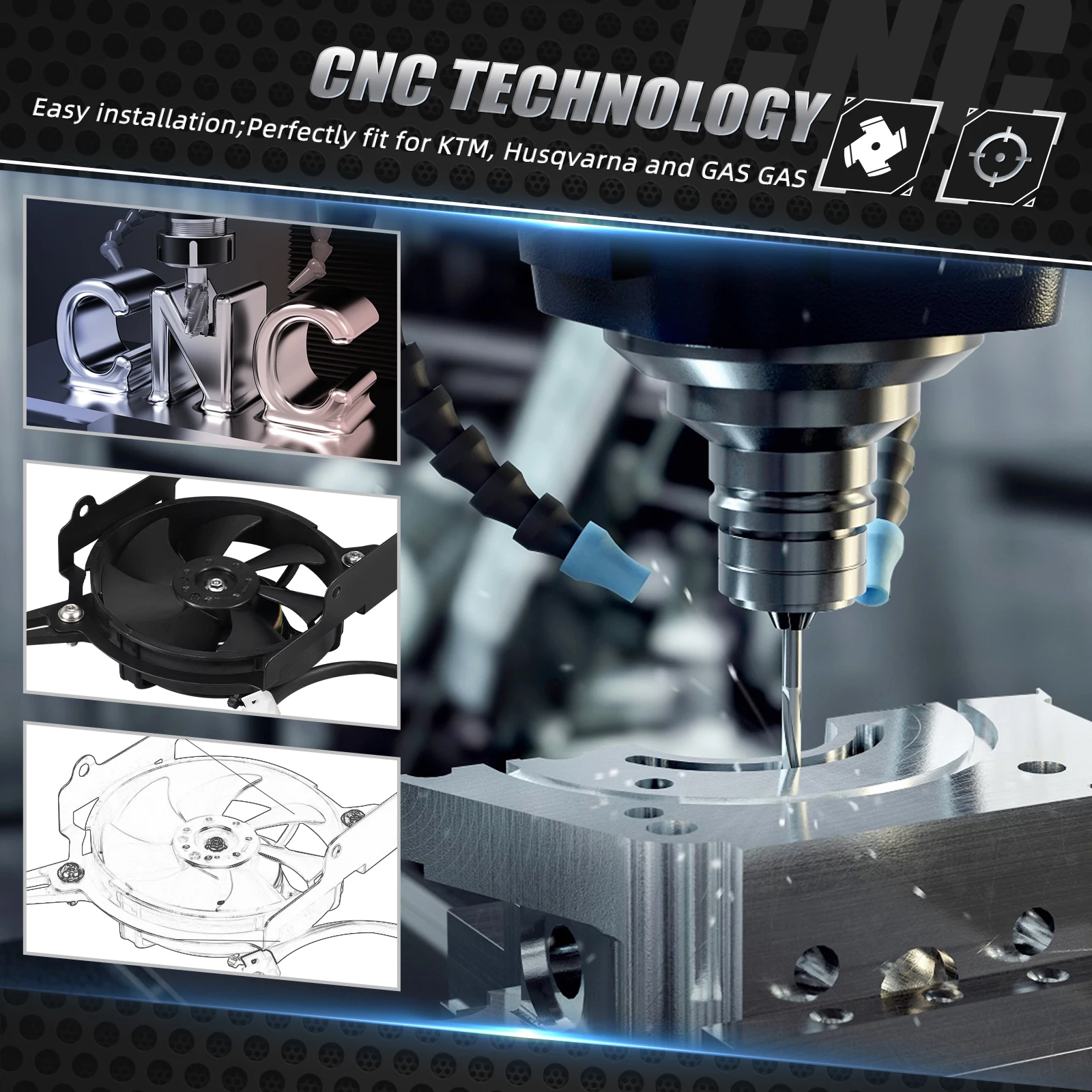 Para 2025 2024 GasGas EC 300 EC 250 Kit de soporte de ventilador de refrigeración de radiador EC EX MC 125 250 300 250F 350F 450F ECF ES 350 500 EW500F