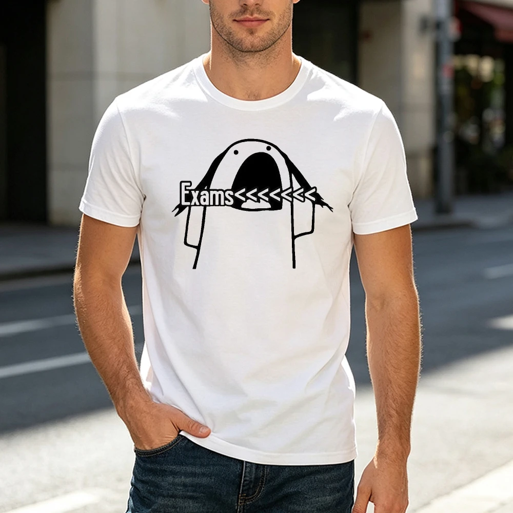 Exams Arrow Creature Graphic T Shirt Men Stressful School Meme Tee Summer Campus Study Top Creative Abstract Line Art Shirt