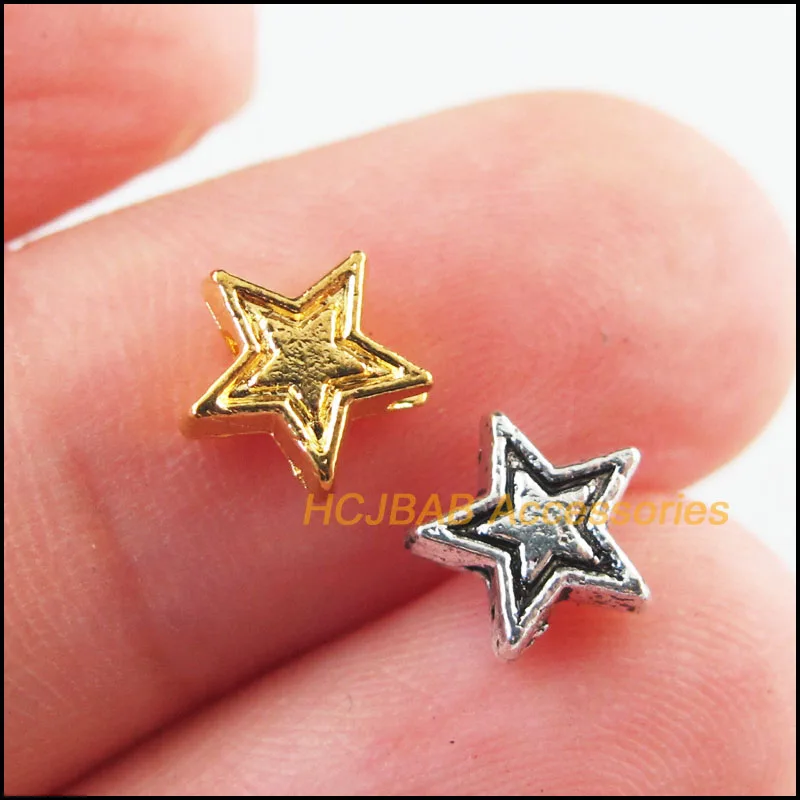 Fashion 60Pcs Retro Tibetan Silver Tone Gold Color Tiny Star Spacer Beads Charms 7.5mm
