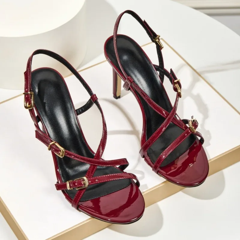 Belt Buckle Elegant High Heels Women Narrow Band Open-toe Concise Party Shoe Summer 2026 Fashion Thin Heels Office Women Sandals view 4