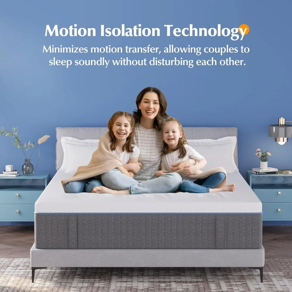 "مرتبة مزدوجة في صندوق: رغوة الذاكرة الربيعية مقاس 12 بوصة للنوم المريح وتخفيف الضغط"