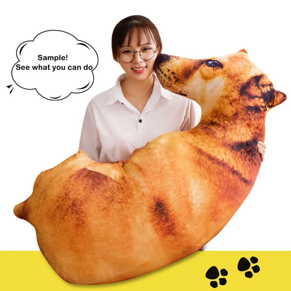 

Hot 3D Cute Bend Dog Pillow 20CM Throw Lifelike Animal Funny Head Cosplay Children Favorite Toy Cushion Christmas Gift