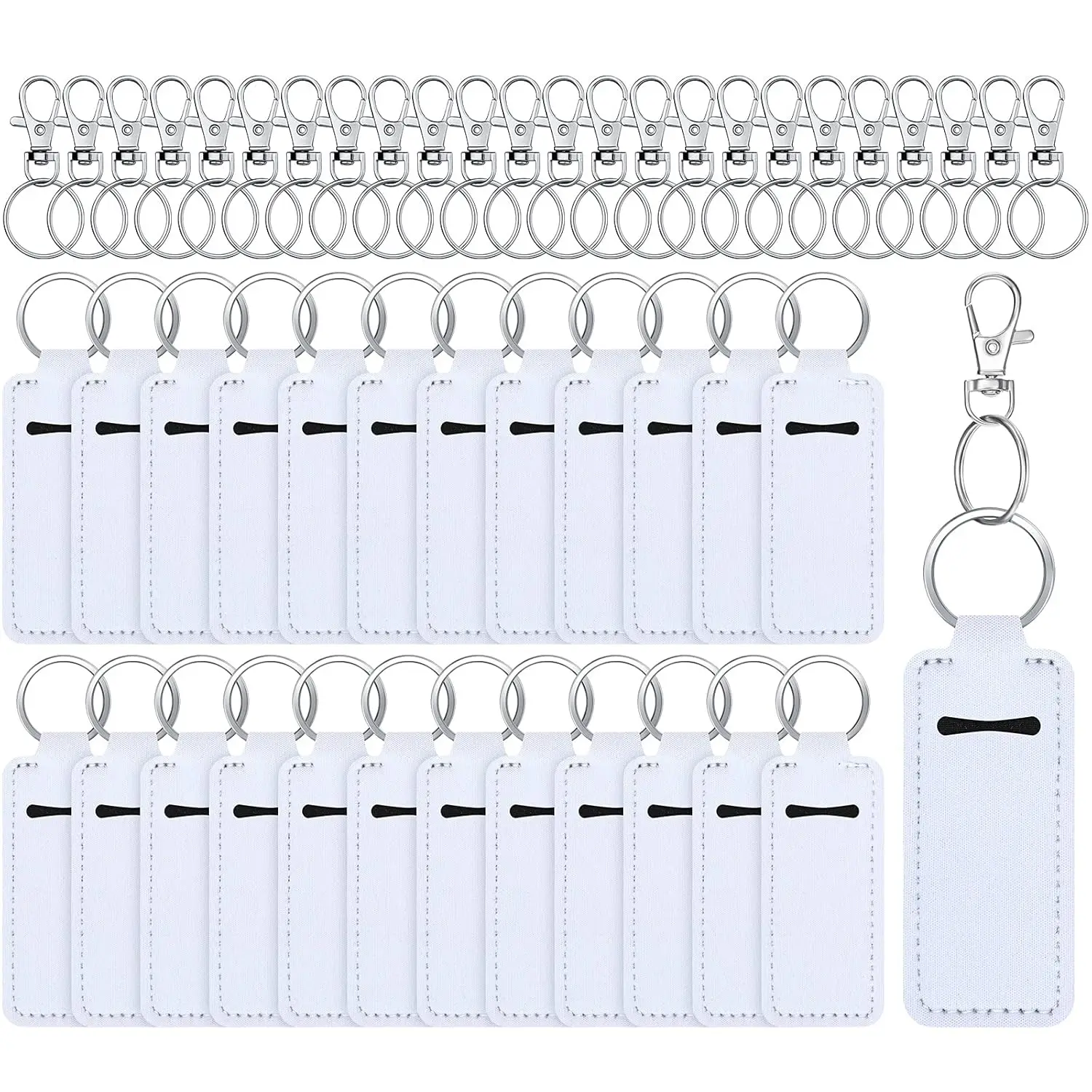 24Set Sublimation Blank Lipstick Holder Keychains 24Neoprene White Lip Holder Keychains 24Metal Clip Colorful 24Tassel Pendant