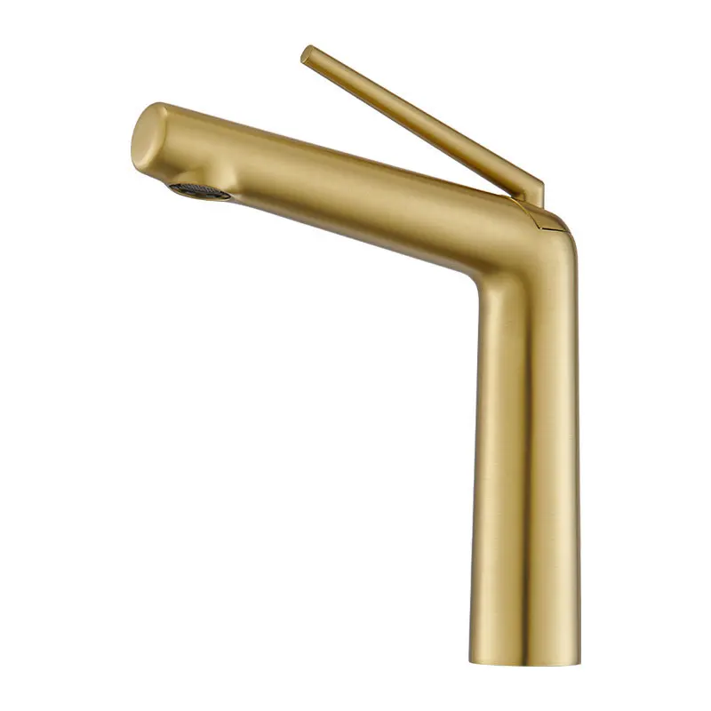 Gold Tall Basin Faucet Brass Single Handle Hot Cold Mixer Tap Deck Mounted Modern Vessel Sink Faucet for Bathroom Vanity