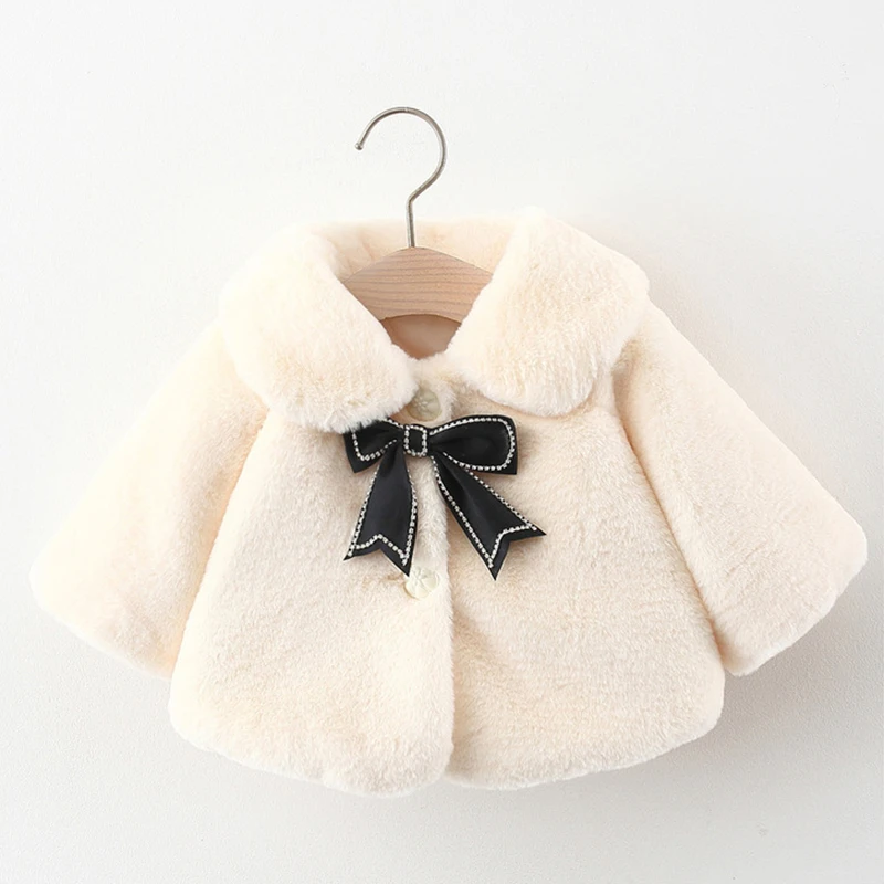 

2024 New Winter Jacket For Baby Girl Clothes Fashion Christmas Princess Cloak Autumn Warm Faux Fur Girls Coat Plush Baby Outwear