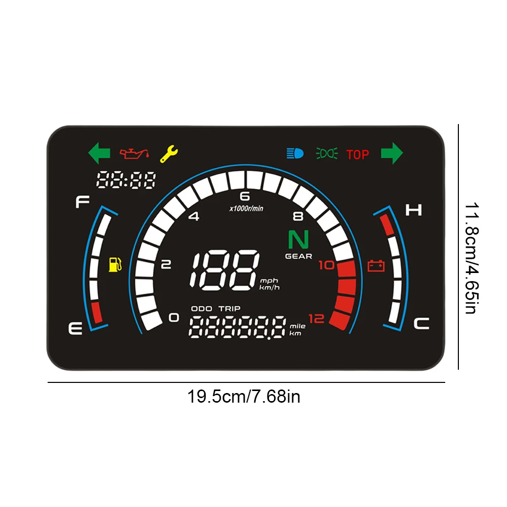 Speedometer Digital Sepeda Motor Layar LCD Speedometer Sepeda Motor Digital LED Tachometer Sepeda Motor Dapat Disesuaikan RPM