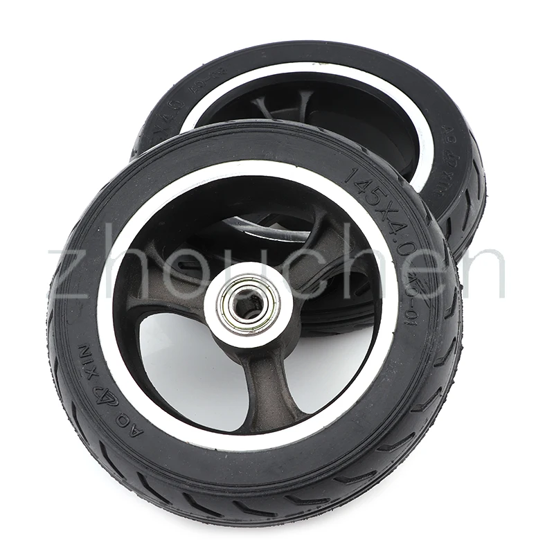 145x4.0 Electric Motorcycle Scooter Expanded Solid Tire 6 Inch Rubber Wheel Aluminum Bearing Tubeless Tire