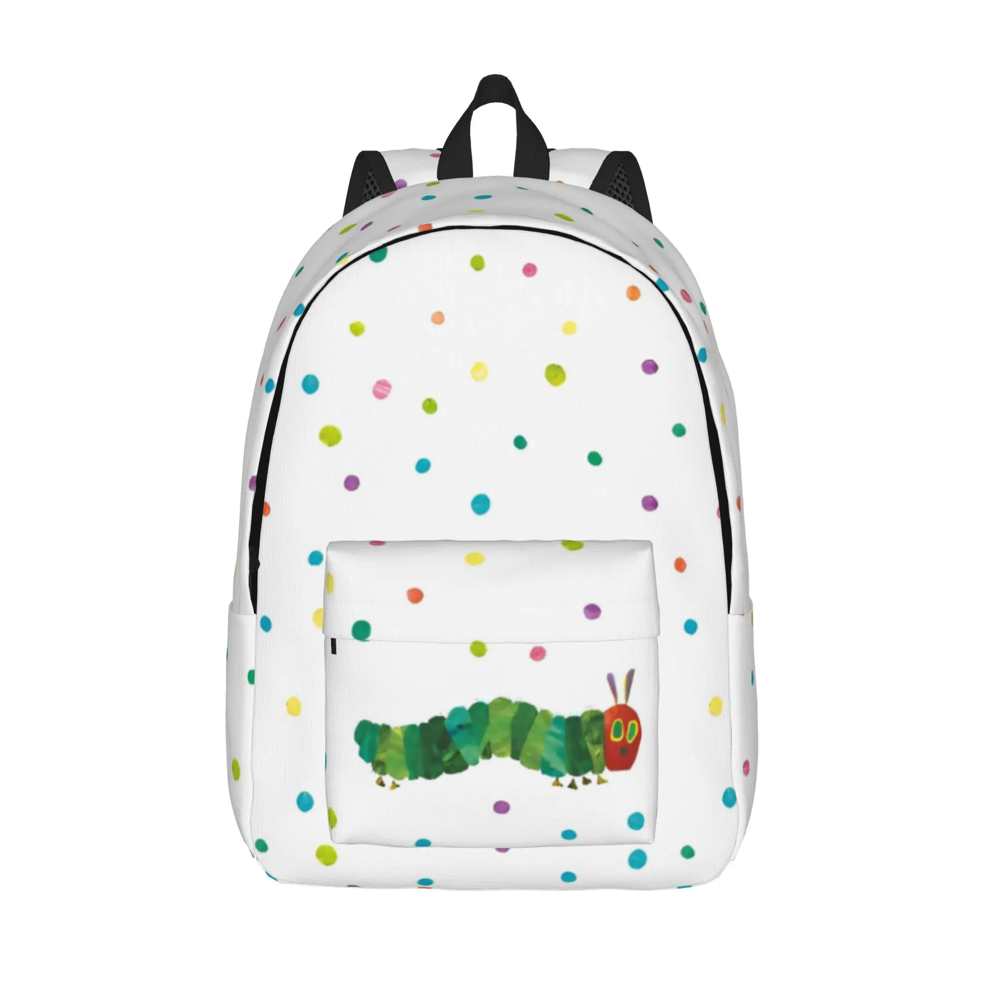 

Very Hungry Caterpillars Dots Backpack for Men Women Student Hiking Travel Daypack Cartoon Book College Shoulder Bag with Pocket