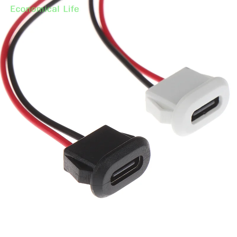 2Pin USB-C Typ C Wasserdicht USB Stecker Direkte Kompression Weibliche Basis Buchse Lade Interface Mit Schweißen Draht Buchse