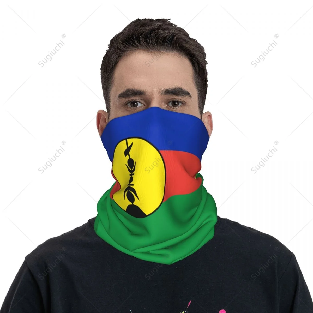 Unisex New Caledonia Flag Neckerchief Scarf Neck Face Mask Scarves Neck Warmer Seamless Bandana Headwear Cycling Hiking