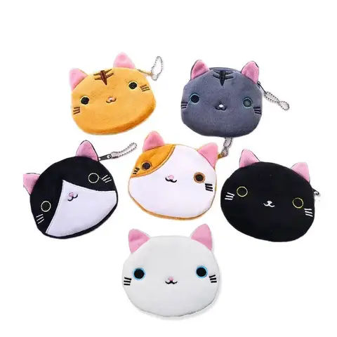 Wholesale 30pcs/lot 10cm Animal Cat Plush Toys Purses Wallet Coin Bag Gifts for Children