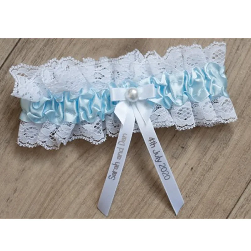personalize ivory Wedding bride garters keepsake Gift for the Bride,  customize lace wedding bridal garters with box any name