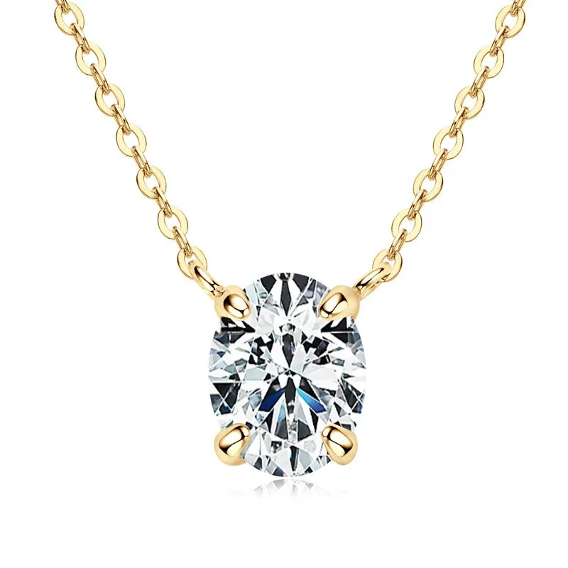 

PMO-138 Lefei Fashion Trendy Luxury Classic Moissanite Creative Simple Oval Necklace Charms Women s925 Silver Party Jewelry Gift