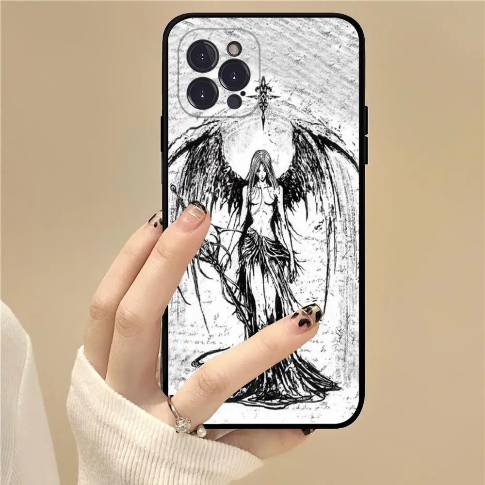 Gothic Girl Sculpture Retro Phone Case For iPhone 15 14 13 12 Mini 11 Pro XS Max X XR SE 6 7 8 Plus Soft Silicone Cover