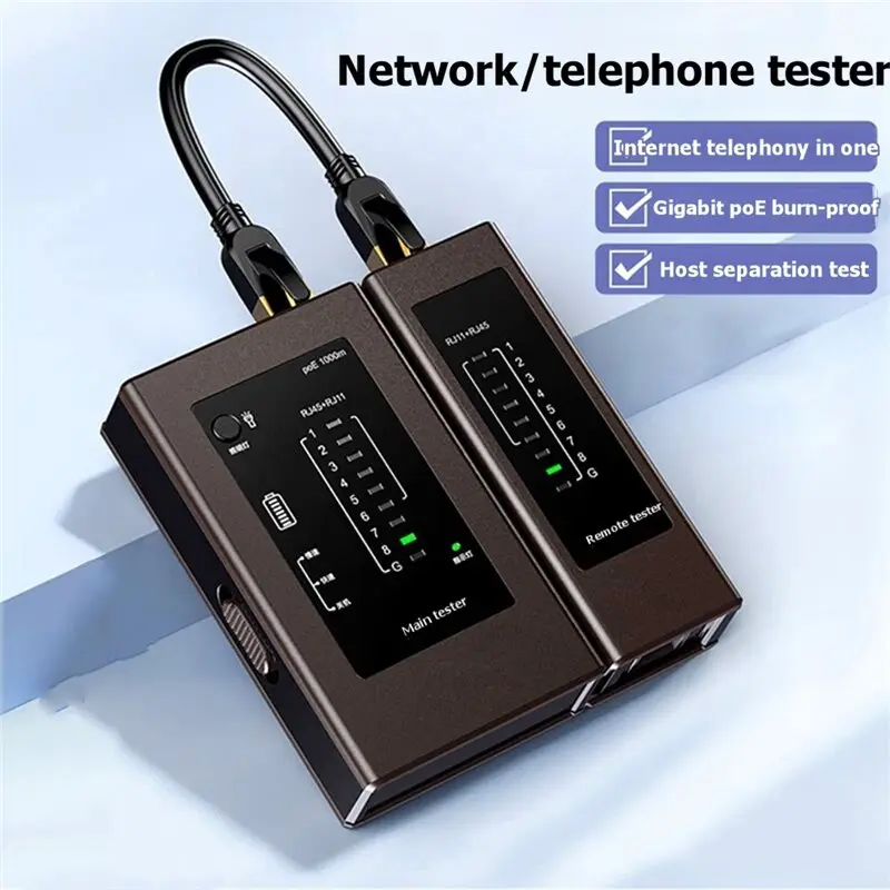 B62B RJ45 RJ11 Cable Tester Multifunctional VoIP Tester Network Telephone Line Tester for Cat5 Cat6