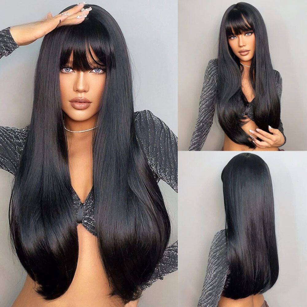 

Long Straight With Natural Bangs Synthetic Daily Cosplay Wig for Women