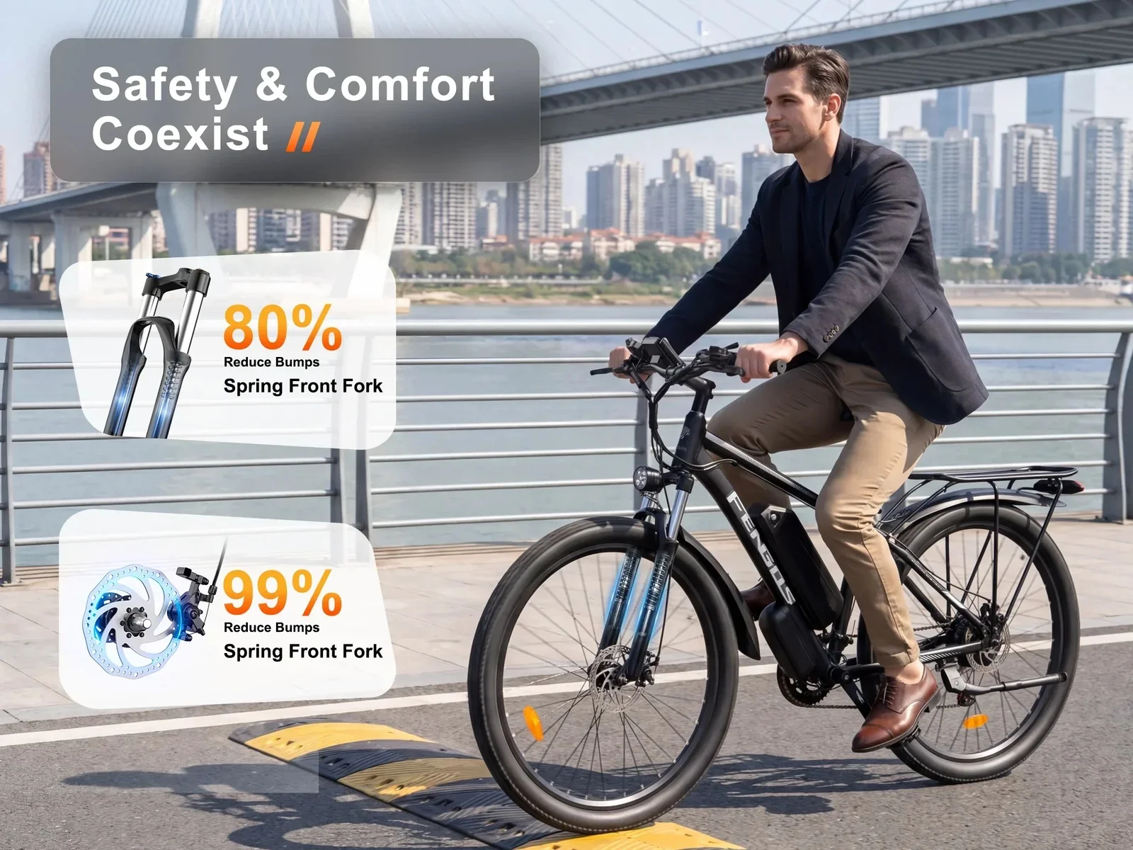 FENGQS 27.5" Electric Bike for Adults, 2000W Peak Power Motor Ebike, 35MPH 80Miles Electric Mountain Bike with 17.5AH Removable Battery-UL 2849, 21-Speed, White image 8