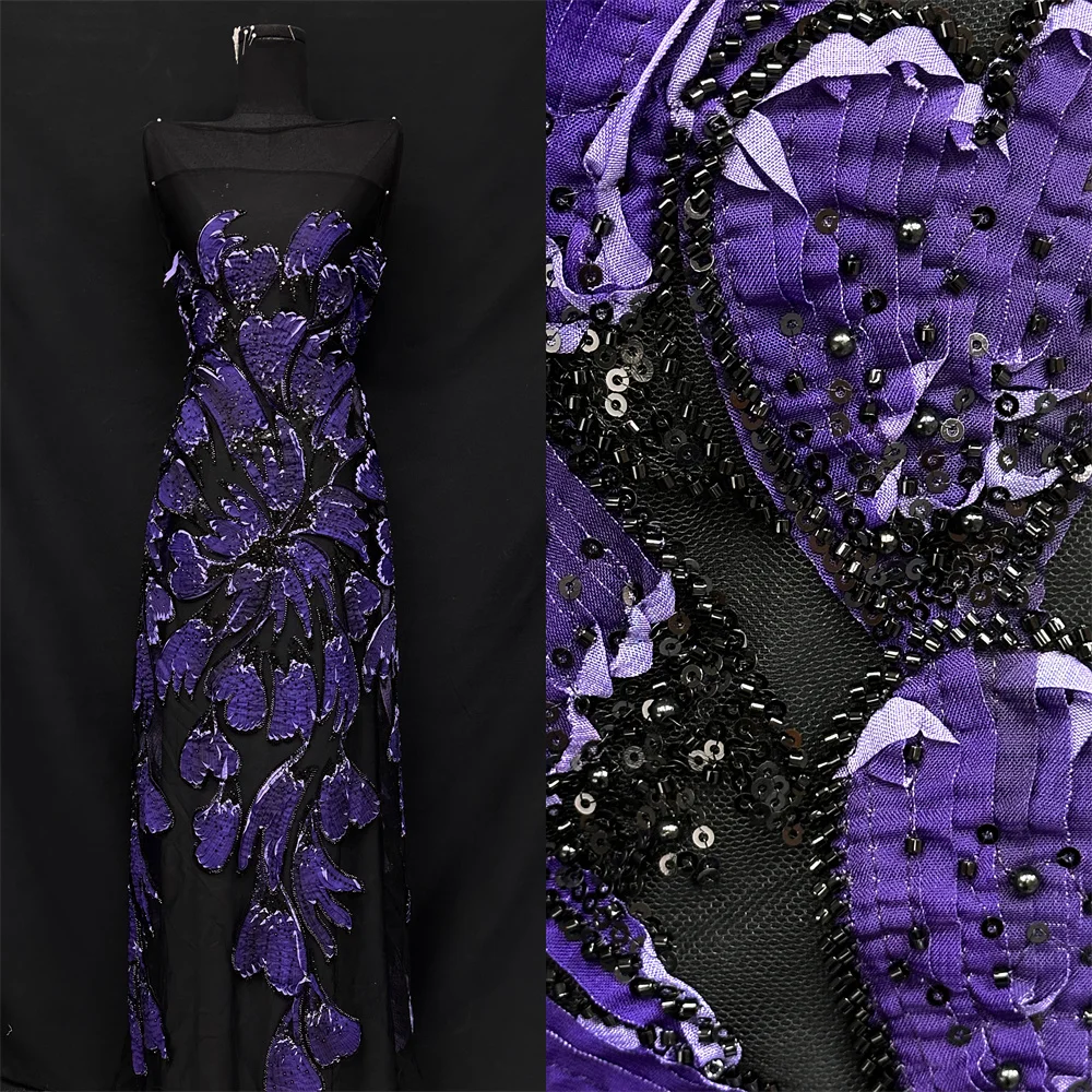 Французская африканская вышивка бисером, кружевная ткань, 3D тюль, блестки, нигерийские свадебные платья, 2024, высокое качество, роскошные вечерние женские платья