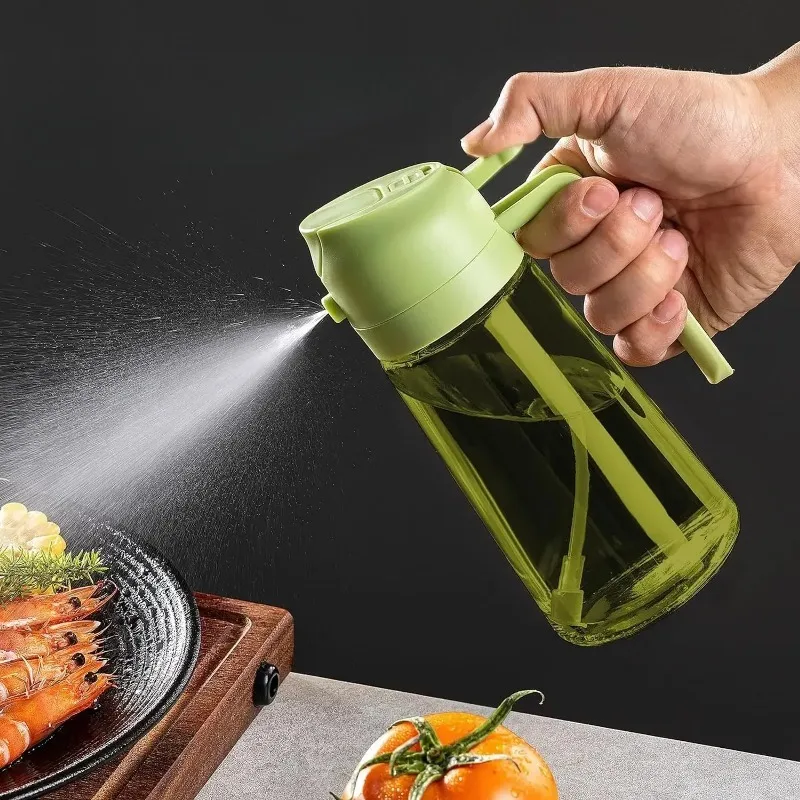 1 Pcs Two in one dark glass oil spray olive oil distributor black blackout oil spray for cooking salads and barbecue tools image 3
