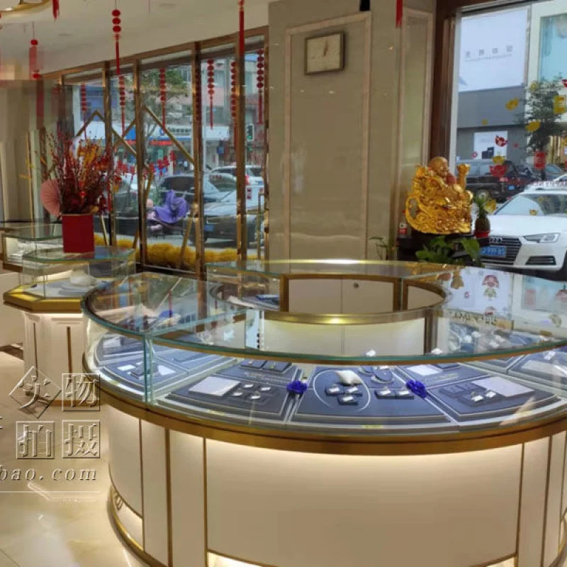 

Custom. Gold Jewelry Showcase Plated Ornament Silver Jewelry Jade Showcase Beeswax Watch Glasses Glass Cabinet Display
