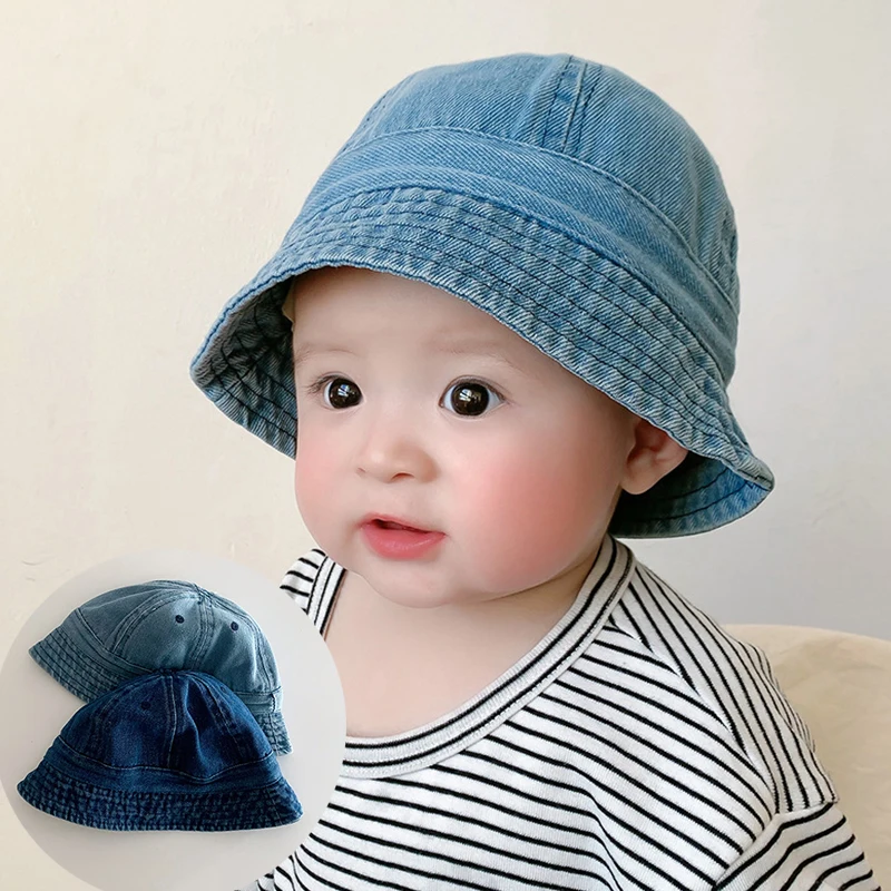 Korean Cowboy Baby Bucket Hat Soft Summer Baby Boys Girls Sun Hat Kids Panama Beach Cap Children Fisherman Caps Gorras 모자