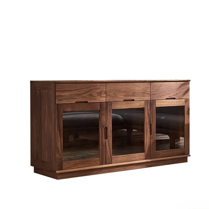 

Скандинавский буфет из цельного дерева, североамериканский черный орех, современный простой чай, домашняя маленькая гостиная для квартиры