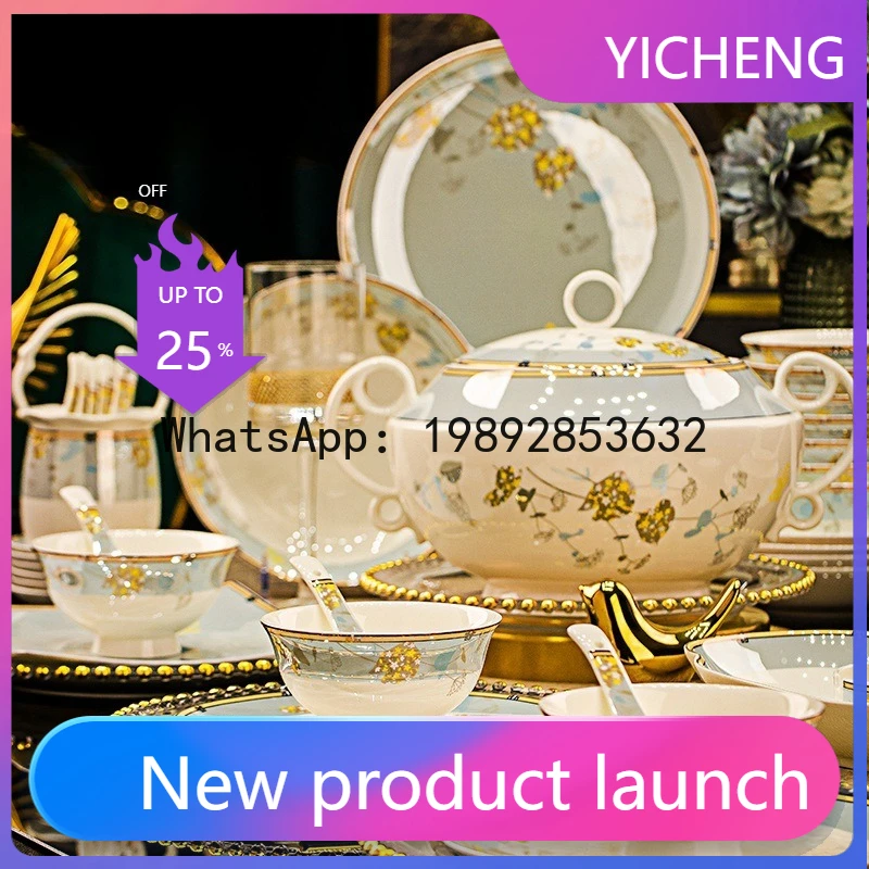 Hys ceramic dinnerware set - bone china bowls and plates - perfect for home use or as a gift