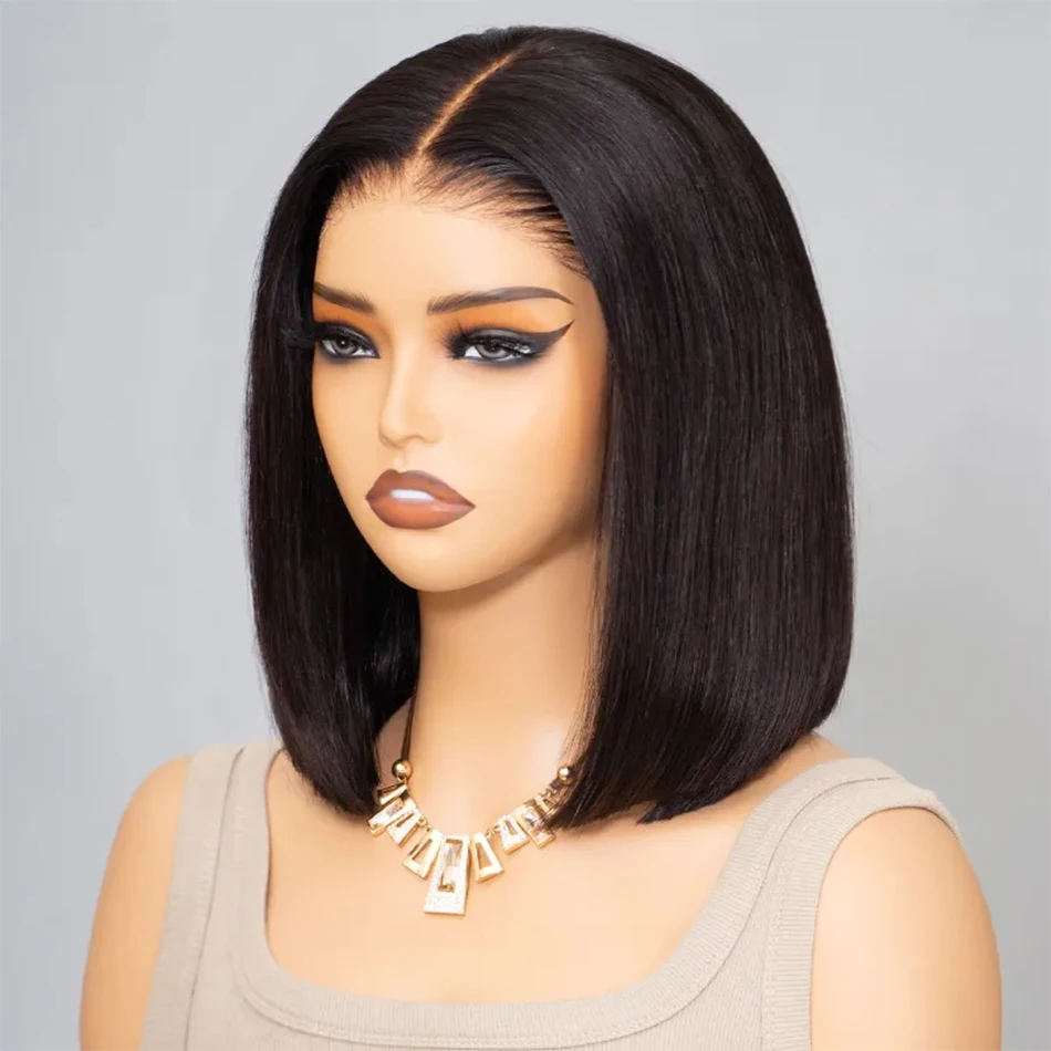 Wear And Go Glueless Human Hair Wig Short Bob Wig Straight Lace Front Human Hair Wigs Ready To Go Glueless Wig For Black Women