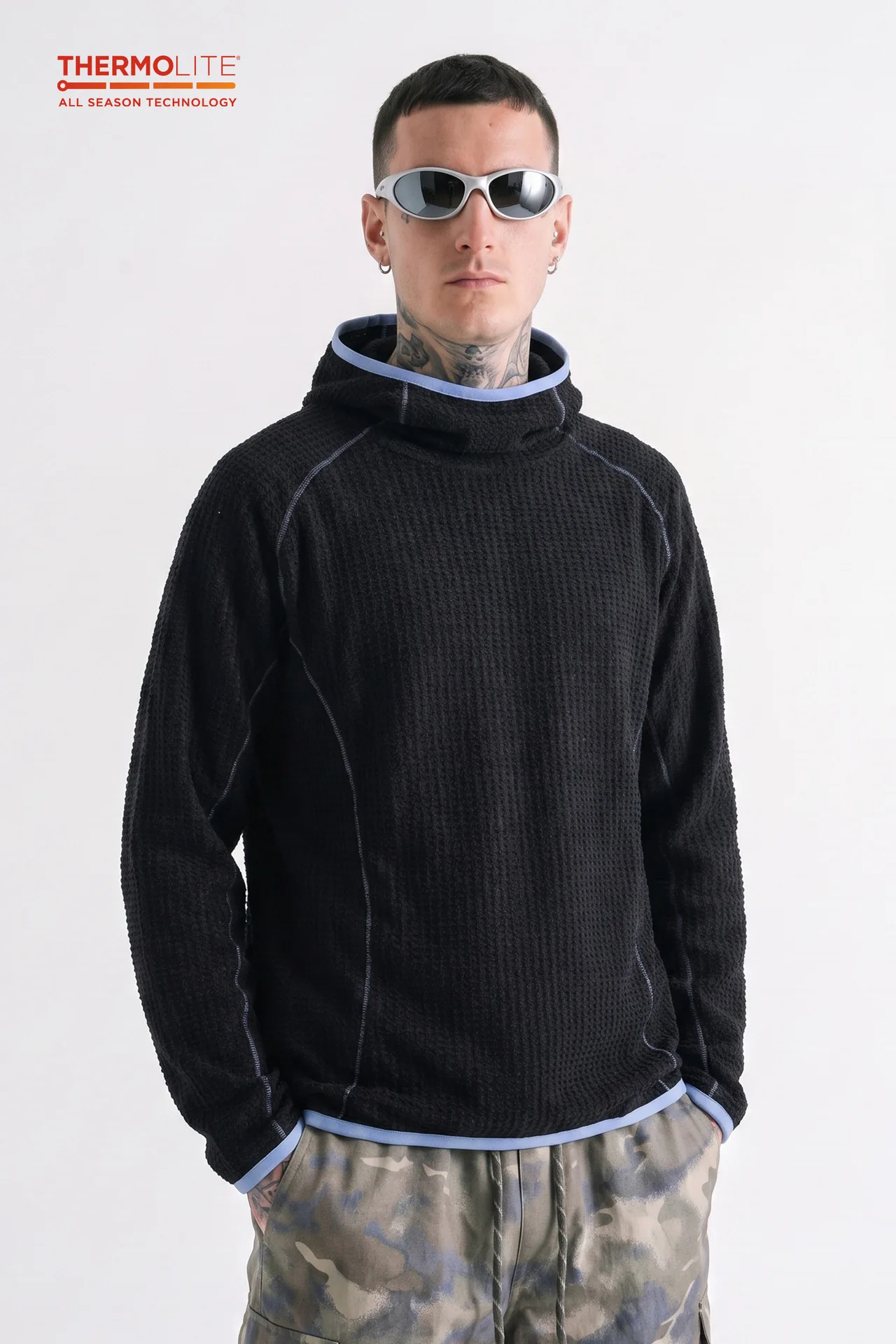 THERMOLITE ® Leichter Air-Fleece-Hoodie für Herren, Kontrastnähte, Thermo-Pullover, schnelltrocknend, Outdoor-Sport-Technik-Oberteil – Detail 20