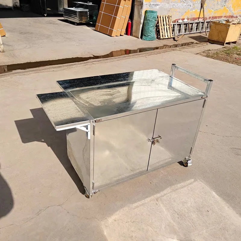 Galvanized dining car stall car snack car mobile folding cart night market stall multi-functional mobile stall