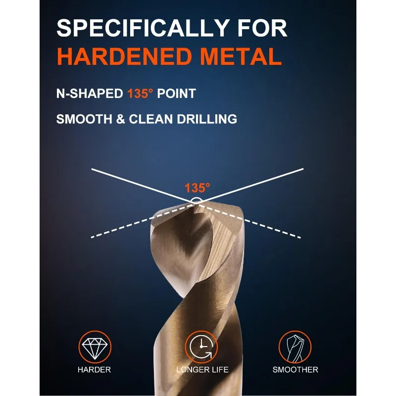 مجموعة لقم الثقب 115 قطعة (1/16 بوصة - 1/2 بوصة)، لقم الثقب M35 HSS، طول الوظيفة، ساق مستقيمة، مجموعة لقم التدريبات المعدنية