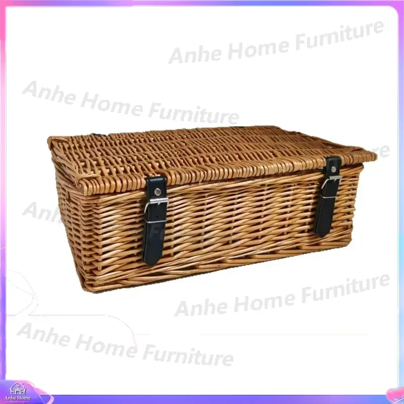 Natural Willow Rattan Pet Bed Square Handwoven Cat Dog House Wicker Nest Kennel Cushion Small Animal Sleeping Basket