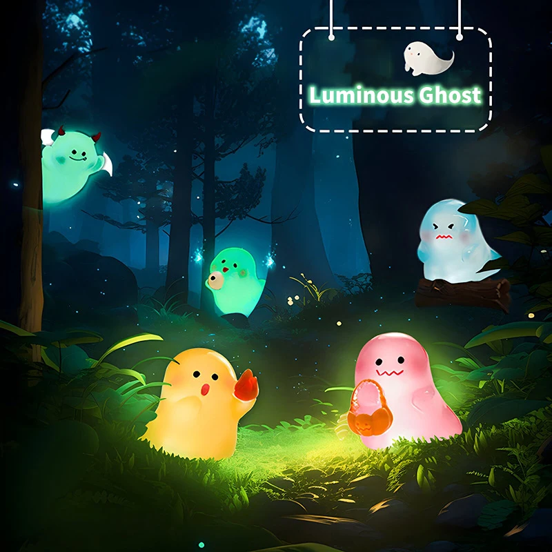 

Mini Luminous Halloween Ghost Ornament Cartoon Doll Micro Landscape Dollhouse Model Car Interior Home Desktop Decoration