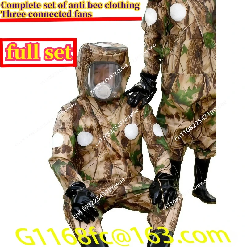 A Complete Set of Anti Bee Clothing with Three Connected Fans, Thickened and Breathable Specifically Designed for Climbing Trees