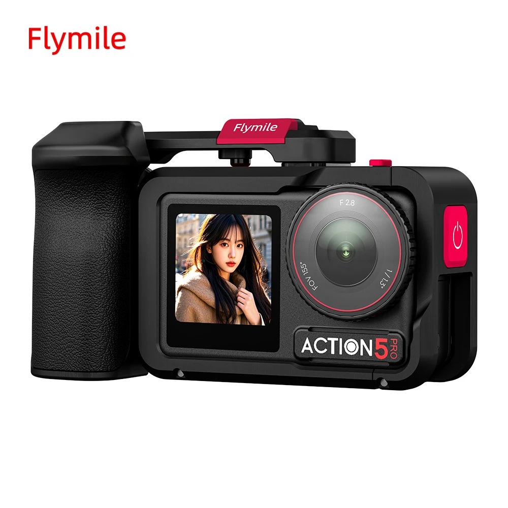 

Flymile Camera Grip Holder Metal Cage for DJI Action 5 Pro/Action 4/3 Accessories Shutter Button Extension Photography Handle