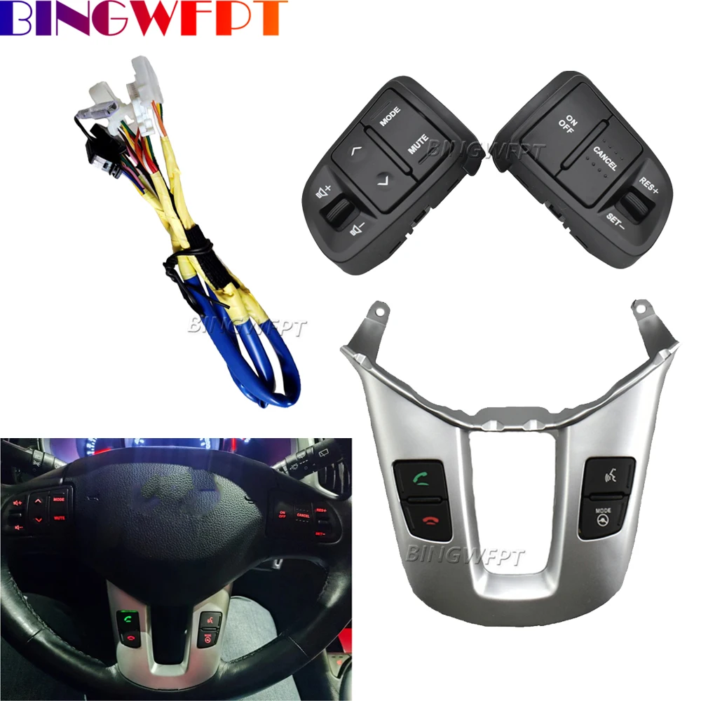 Car Steering Wheel Panel Button With Bluetooth cable For Kia Sportage 2011-2016 Music Volume Telephone Cruise Control Switch
