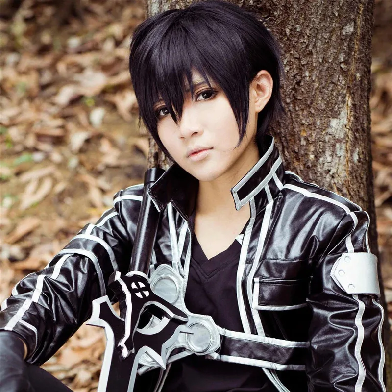 dy2025sword-art-online-kirigaya-kazuto-traje-sao-kirito-homens-mulheres-peruca-curta-preta-cosplay-resistente-ao-calor-perucas-de-festa-peruca-gratis